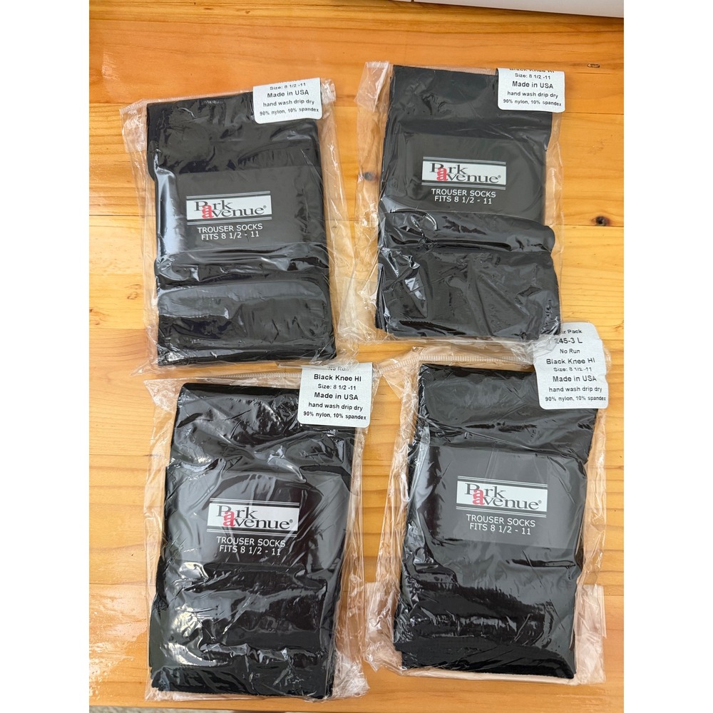 Park Avenue Knee-High Trouser Socks – Black – 12 Pairs (4 Packs) – NWT